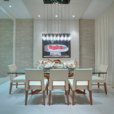 Cachepô de vidro Casa Moderna com Orquídeas Brancas