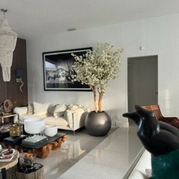 Globo Fosco Gun Metal com Árvore de Cerejeira Personalizada