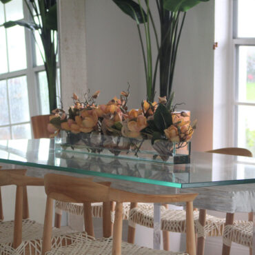 Cachepô de vidro Casa Moderna com Magnólias Pêssego