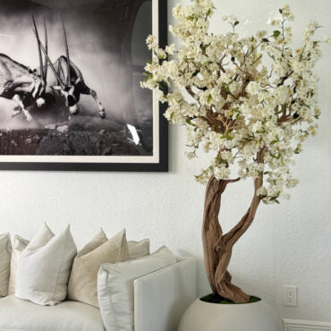 Globo Bege Fosco com Árvore de Cerejeira Personalizada