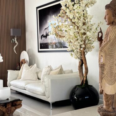 Globo Preto Brilhante com Árvore de Cerejeira Personalizada