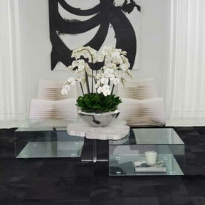 Tigela Avenue com Orquídeas Phalaenopsis Brancas