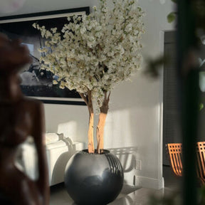 Globo Fosco Gun Metal com Árvore de Cerejeira Personalizada