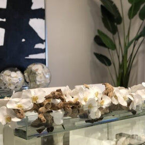 Cachepô de vidro Casa Moderna com Orquídeas Phalaenopsis Brancas