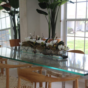 Cachepô de vidro Casa Moderna com Magnólias Brancas