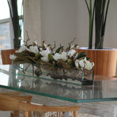 Cachepô de vidro Casa Moderna com Magnólias Brancas