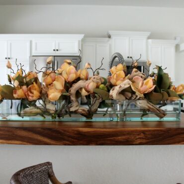 Cachepô de vidro Casa Moderna com Magnólias Pêssego