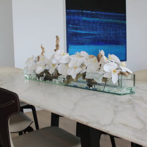 Cachepô de vidro Casa Moderna com Orquídeas Brancas