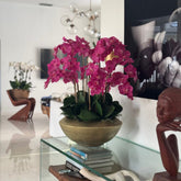 Vaso Blaze Bowl com Orquídeas Phalaenopsis Rosas