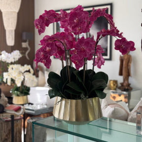 Vaso Helena Boat com Orquídeas Phalaenopsis Rosas