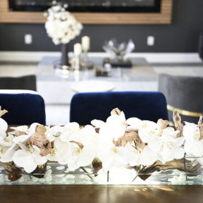 Cachepô de vidro Casa Moderna com Orquídeas Phalaenopsis Brancas