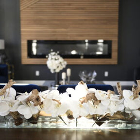 Cachepô de vidro Casa Moderna com Orquídeas Phalaenopsis Brancas